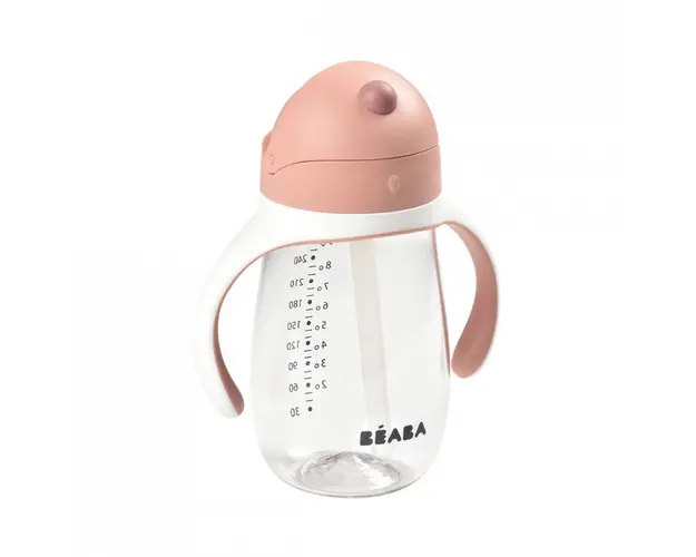 Cana cu pai din tritan Beaba 300 ml Old Pink