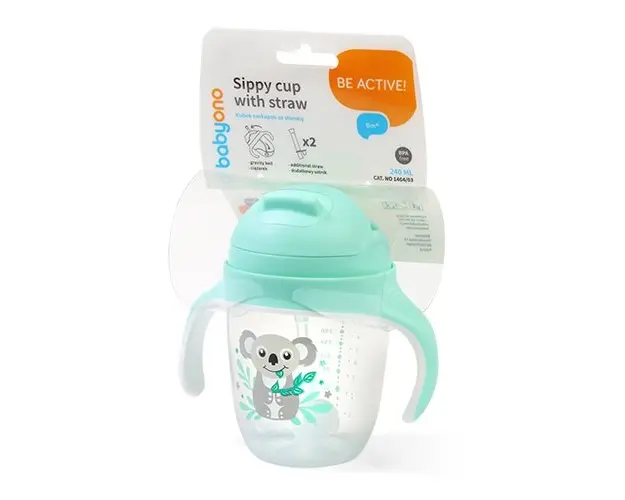 Cana cu pai Baby Ono pentru copii 240 ml verde