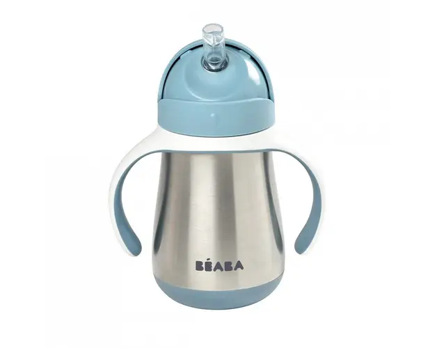 Cana cu pai din inox Beaba 250 ml Windy Blue