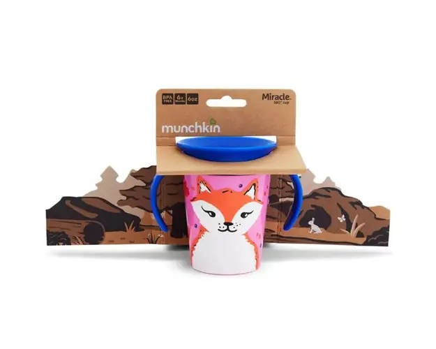 Cana Miracle 360 Munchkin cu manere WildLove 177ml 6L+ red fox