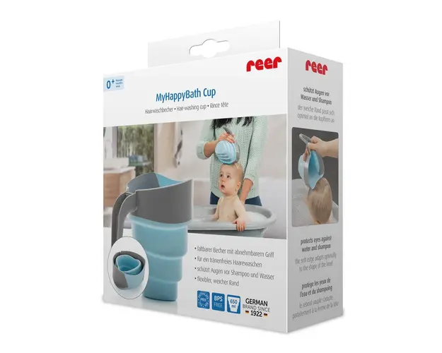 Cana pliabila pentru clatit si spalat parul bebelusului MyHappyBath Cup fara BPA 0+ luni Reer