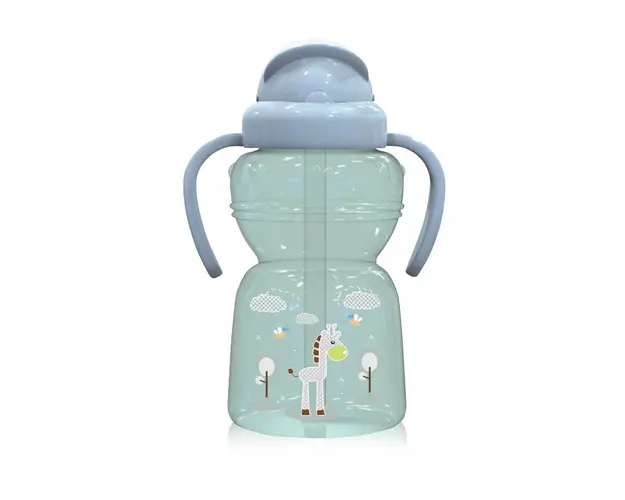 Cana sport Animals cu manere si pai moale 6 luni+ 325 ml Mint Green