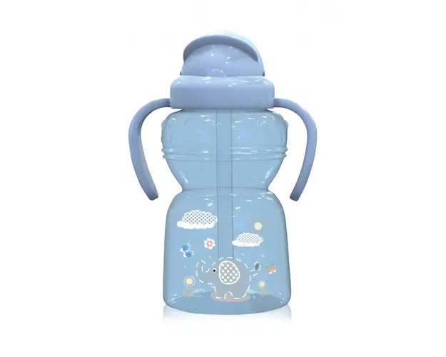 Cana sport Animals cu manere si pai moale 6 luni+ 325 ml Moonlight Blue