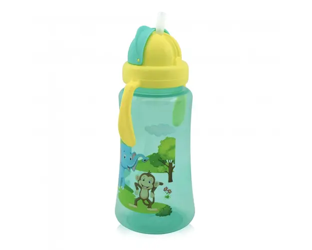 Cana sport cu manere si pai moale 12 luni+ 330 ml Green