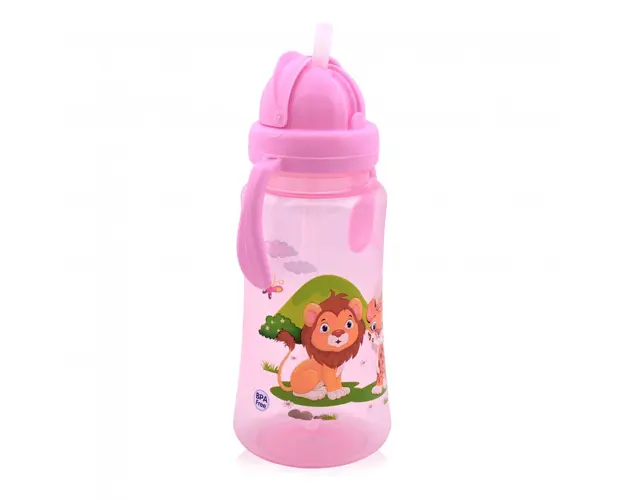 Cana sport cu manere si pai moale 12 luni+ 330 ml Pink