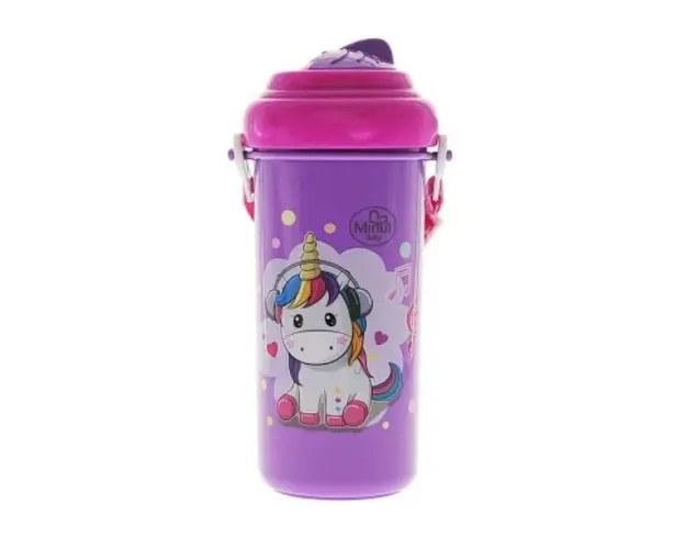 Cana sport cu pai si curea transport 360 ml roz