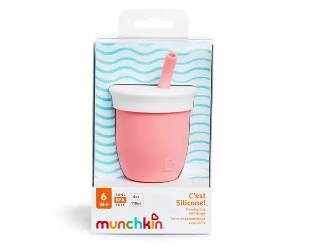 Canuta Cest Silicone Munchkin din silicon cu pai 118ml 6L+ coral