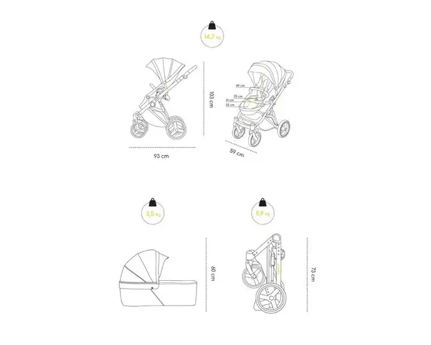 Carucior 2 in 1 Oslo+ Onyx Skiddou Negru