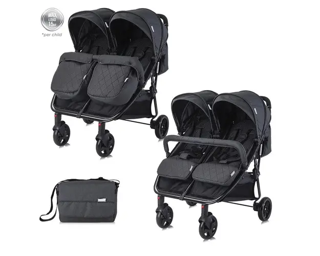 Carucior pentru gemeni Duo Black