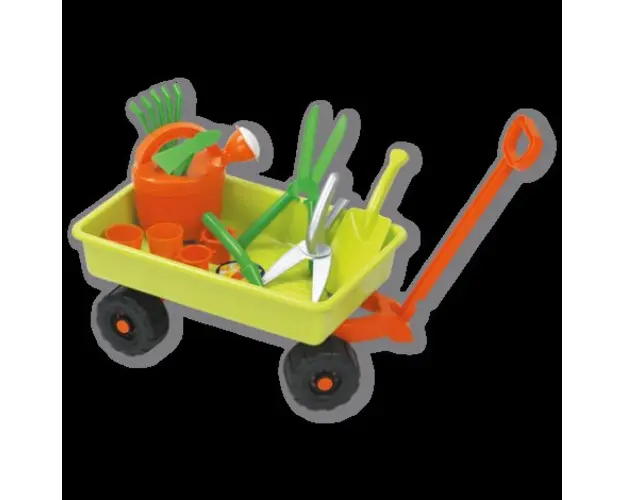 Carucior si set de unelte de gradinarit de jucarie
