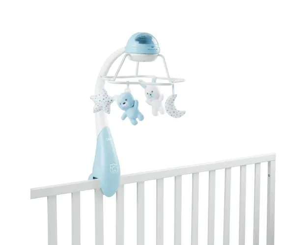 Carusel muzical 3 in 1 Chicco Rainbow cu proiectie bleu 0 luni+