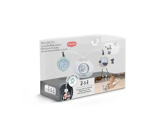Carusel Muzical Mobil 2 in 1 Tiny Love Tummy Time Black White Decor