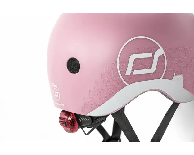 Casca de protectie pentru copii sistem de reglare magnetic cu led XXS-S 45-51 cm 1 an+ Rose Reflectorizant Scoot Ride