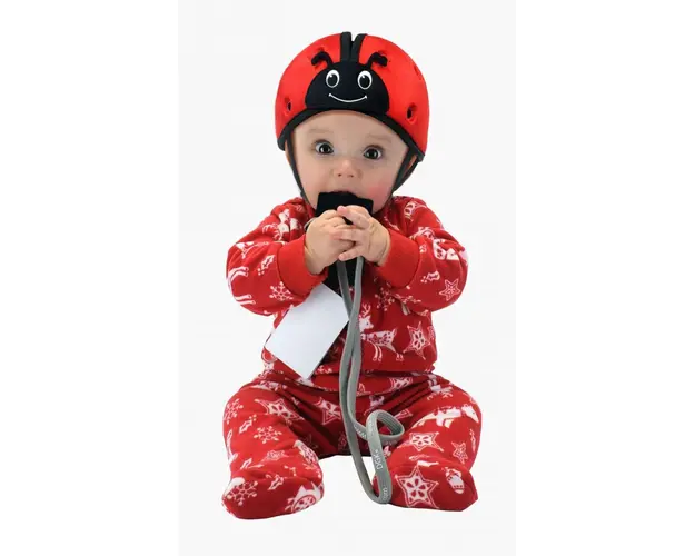 Casca protectie bebelusi cu spuma flexibila reglabila 7-24 luni rosie SafeHeadBaby Ladybird