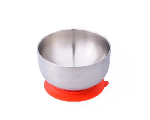 Castron din inox Oaki cu capac si ventuza Rosu