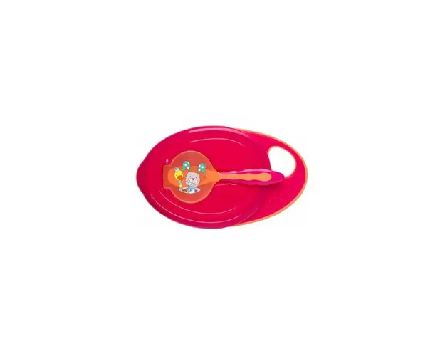 Castronel cu capac si lingurita Rotho babydesign raspberrymandarine