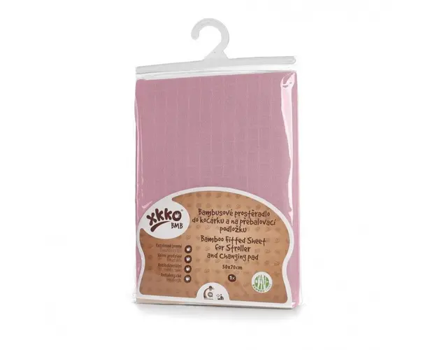 Cearceaf cu elastic din bambus 50x70 cm roz XKKO