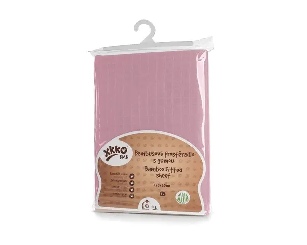 Cearceaf cu elastic din bambus 60x120 cm Roz XKKO