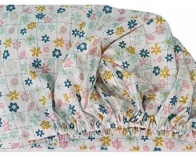 Cearceaf Floricele jucause KidsDecor cu elastic din bumbac 70 x 140 cm