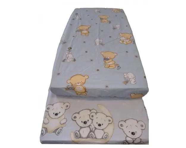 Cearceaf imprimat cu elastic albastru 160x80 cm