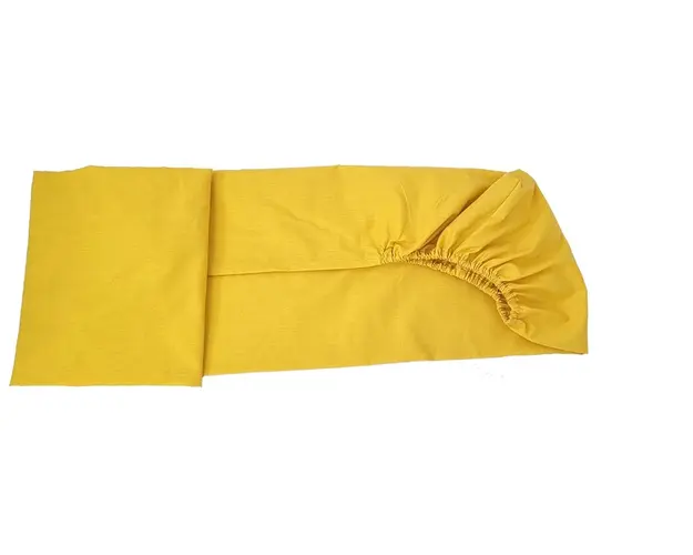 Cearceaf cu elastic din bumbac Mustariu 63x127 cm
