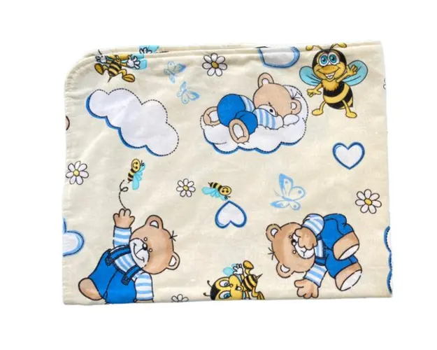 Cearsaf cu elastic pe colt 120x60 cm Ursi cu albine pe bej
