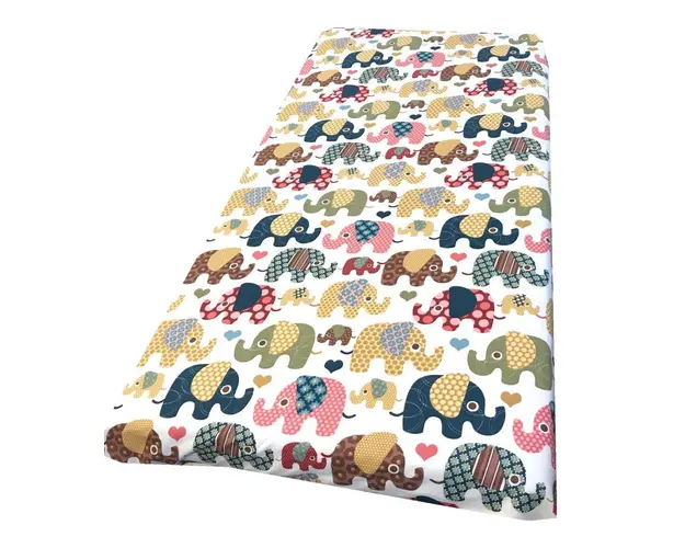 Cearsaf cu elastic pe colt 140x70 cm Elefanti maro