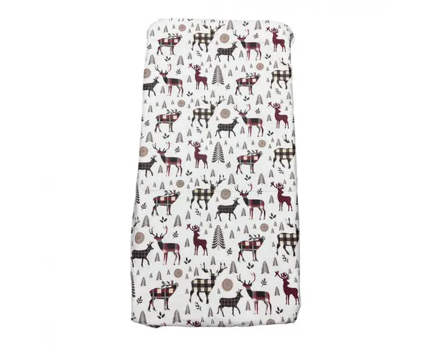 Cearsaf cu elastic pe colt 140x70 cm Renii lui Mos Craciun