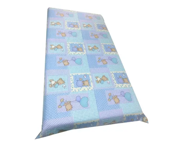 Cearsaf cu elastic roata 140x70 cm Ursuleti pe albastru