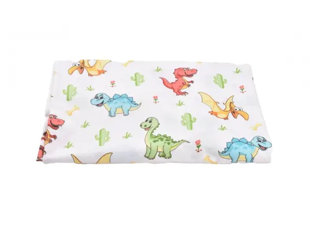 Cearsaf patut 120x60 cm bumbac model dinozauri