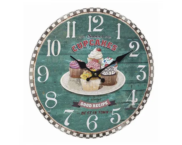 Ceas analog de perete din mdf design vintage cupcakes