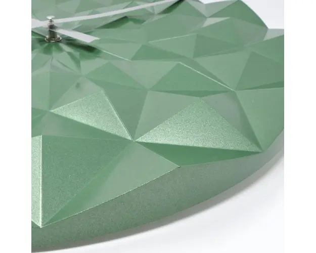 Ceas geometric de precizie analog de perete creat de designer model Diamond verde metalic