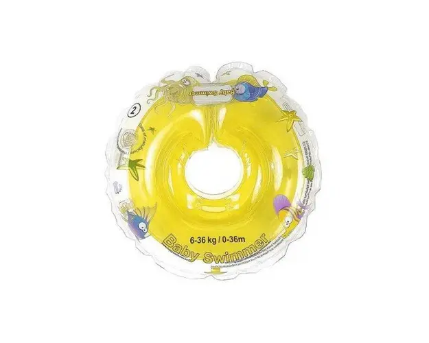 Colac de gat pentru bebelusi Babyswimmer galben cu zornaitoare 6-36 luni