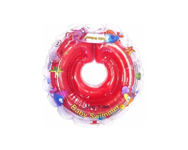 Colac de gat pentru bebelusi Babyswimmer rosu cu zornaitoare 6-36 luni