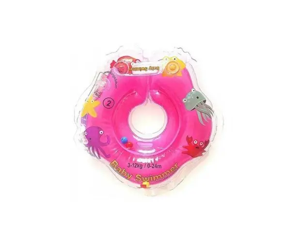 Colac de gat pentru bebelusi Babyswimmer roz cu zornaitoare 0-24 luni