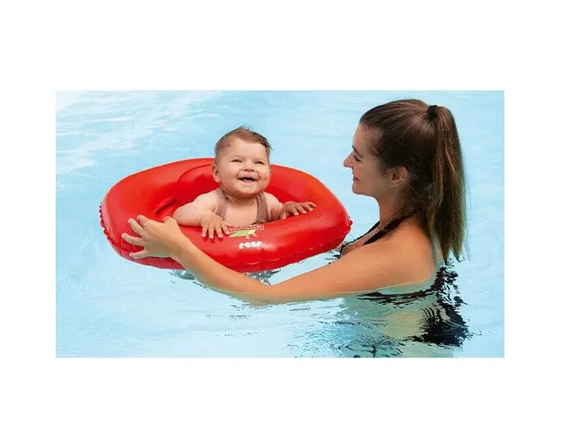 Colac scaun gonflabil de inot pentru bebelusi 6-12 luni rosu Reer MySwimBuddy Swim Seat