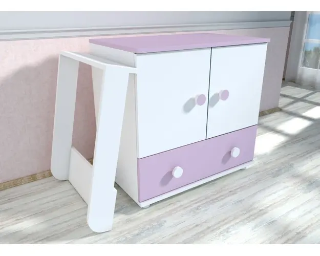 Comoda cu blat de infasat Happy alb mov D121