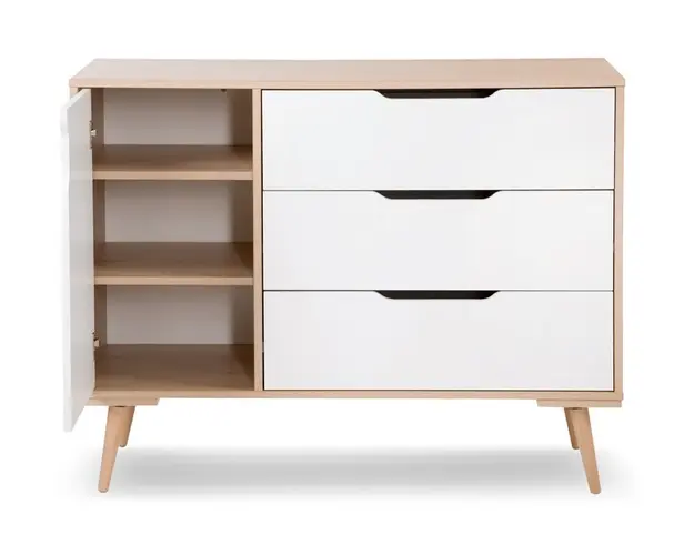 Comoda de infasat copii Klups Sofie Alb-Natur
