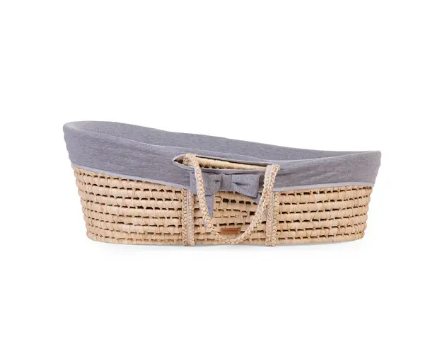 Cos bebe Childhome Moise din coji de porumb cu saltea husa jerse gri