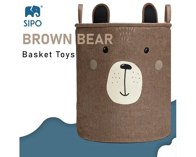 Cos pliabil Sipo pentru depozitare jucarii cu snur pentru inchidere Premium xl Brown Bear