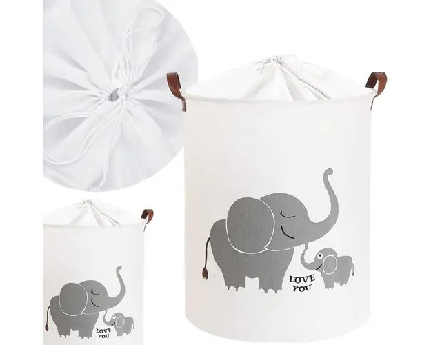 Cos pliabil Sipo pentru jucarii si rufe 35x42 cm bumbac 43l Elefant