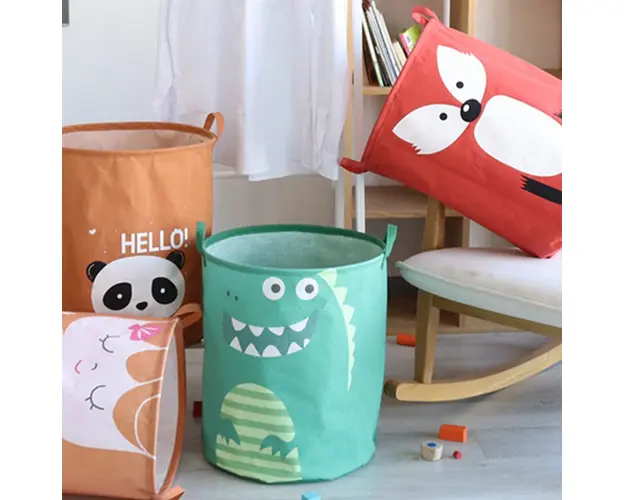 Cos pliabil Sipo pentru jucarii si rufe 35x42 cm bumbac 43l Panda