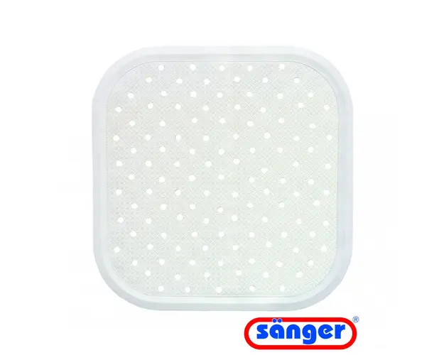 Covoras de dus din cauciuc natural antiderapant cu ventuze pentru fixare 56x56 cm alb