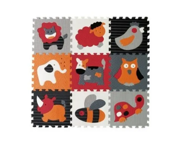 Covoras Puzzle Animalute Fericite 92x92 cm Babygreat