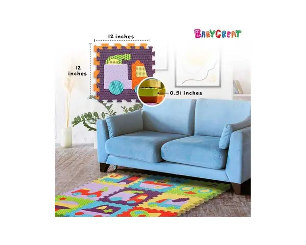 Covoras Puzzle Animalute Vesele 92x92 cm