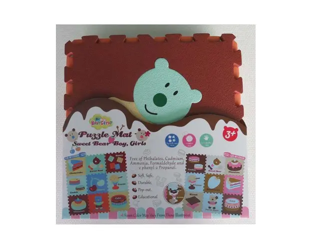 Covoras Puzzle Babygreat Baietelul ursulet 92x92 cm 13mm GB-M129BB