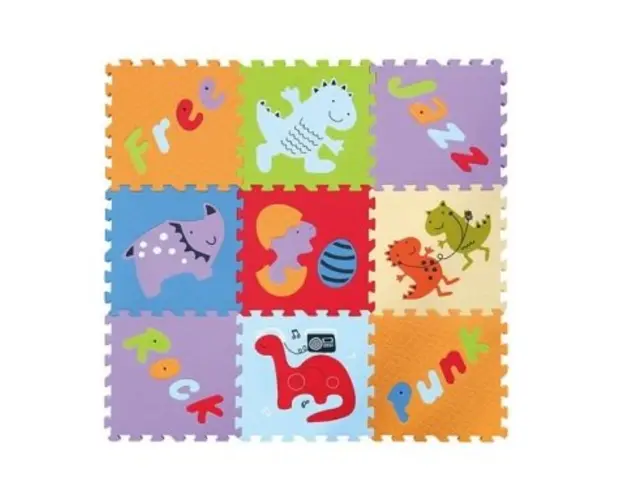Covoras Puzzle Lumea Dinozaurilor 92x92 cm Babygreat