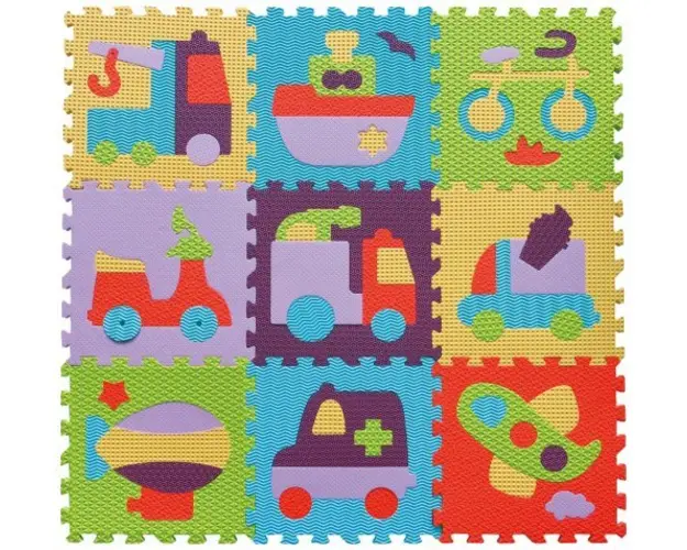 Covoras Puzzle Transport 92x92 cm Babygreat