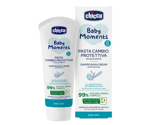 Crema reparatoare Chicco Baby Moments impotriva iritatiilor de la scutec 0luni+