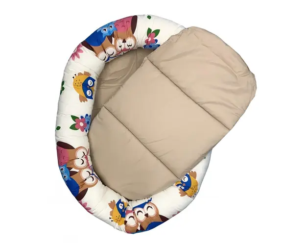 Cuib Baby Nest cu salteluta detasabila Bufnite cu maro